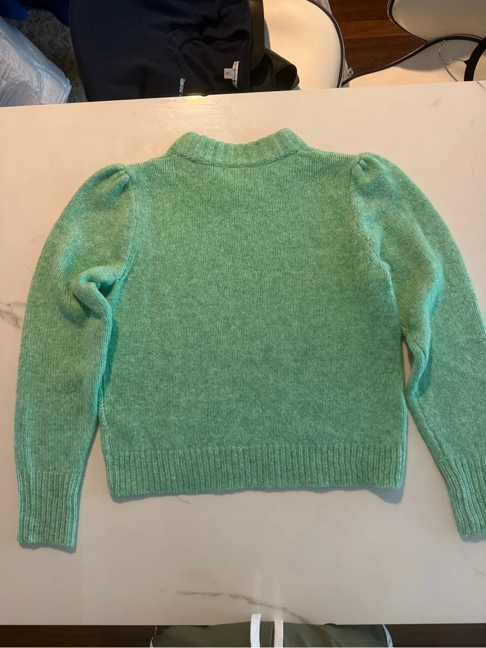 J. Crew Mint Green Puff-Sleeve Crewneck Sweater
